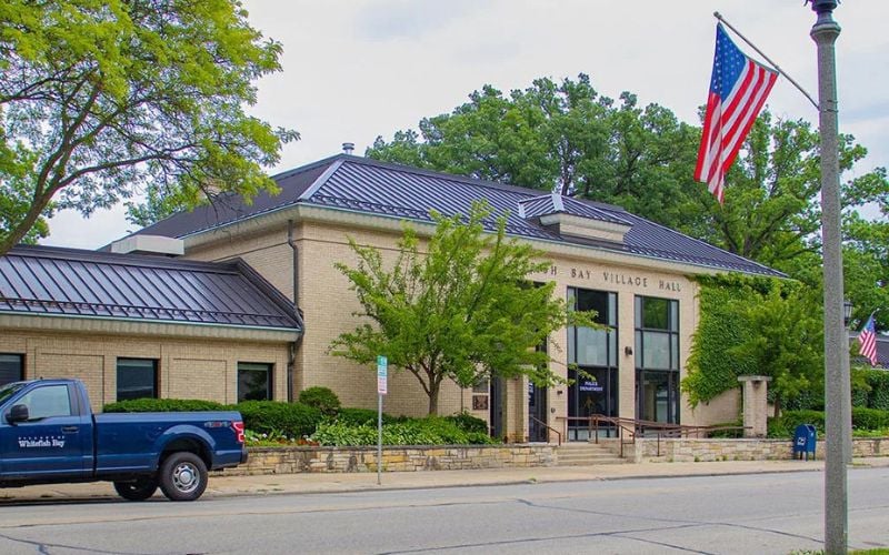 The facade of the Whitefish Bay Village Hall & Police Department, a municipal construction project designed and built by Scherrer Construction in Wisconsin. 