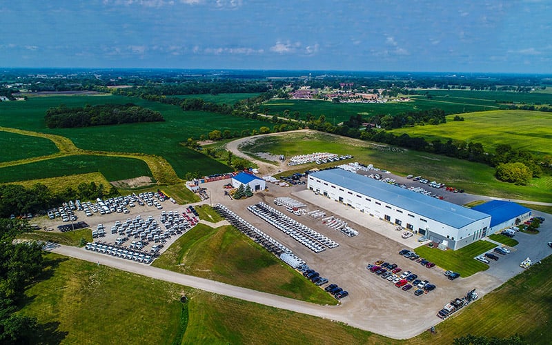 Industrial Construction project Custom Truck arial view