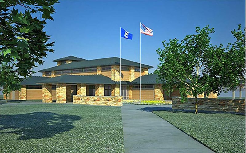 An exterior view of Wisconsin Department of Transportation rest stop 1 built by Scherrer Construction's municipal construction team. 