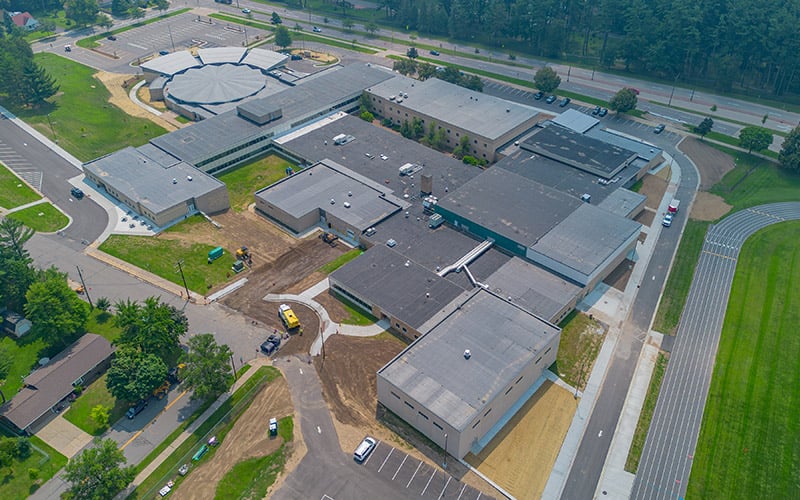 school-construction-addition-aerial-view
