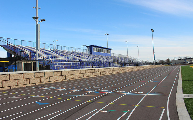 Construction of athletic complex - field bleachers track