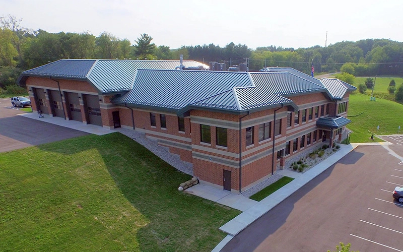 Firehouse design aerial view Delafield Wisconsin